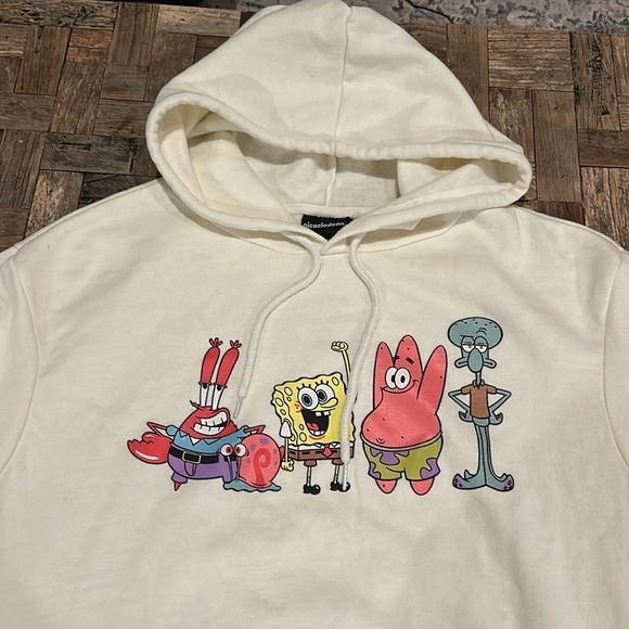 Nickelodeon SpongeBob Cream Hoodie Characters graphics Medium - Picture 3 of 9